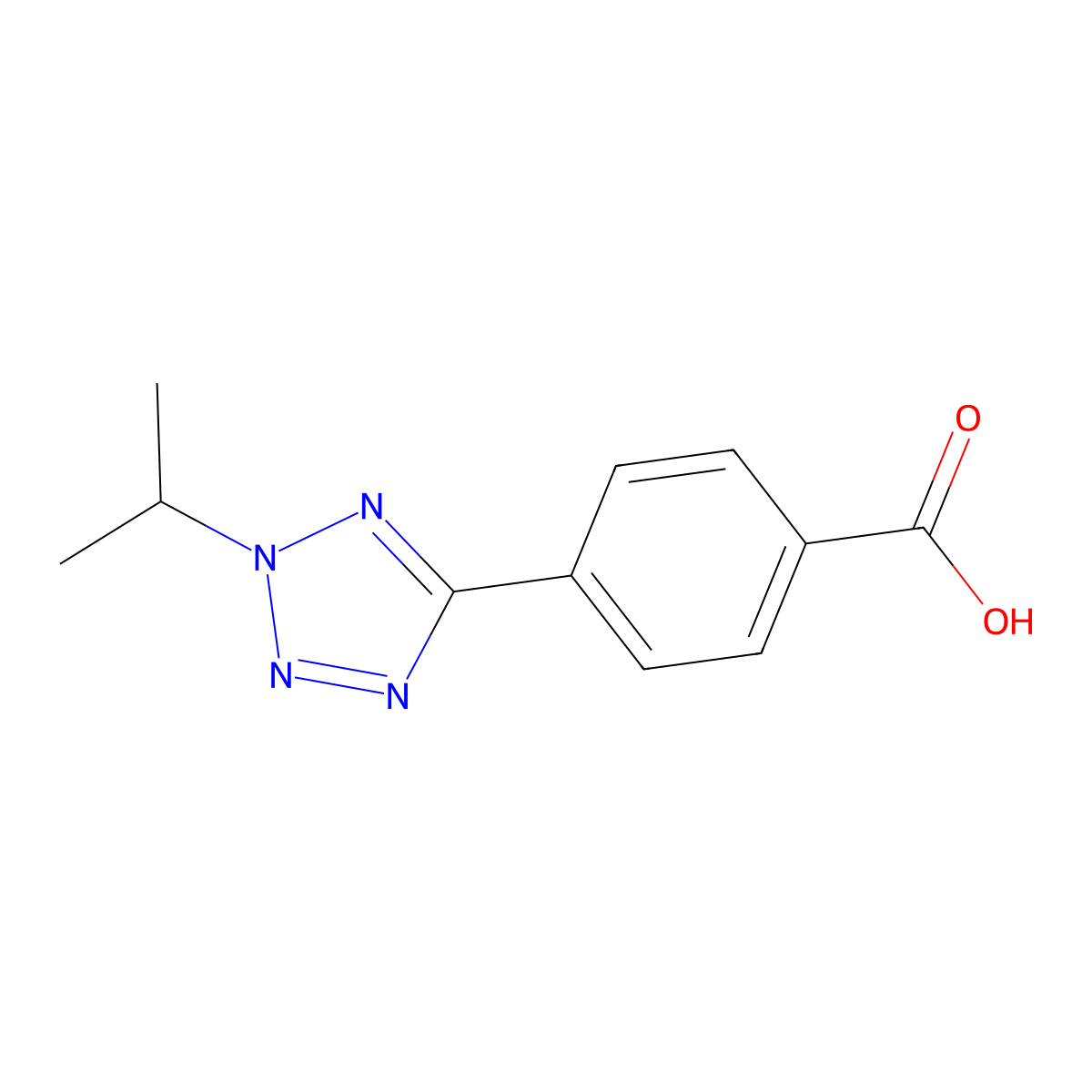4-(2-isopropyl-2H-tetrazol-5-yl)benzoic acid molecular structure, CAS 1092205-32-7
