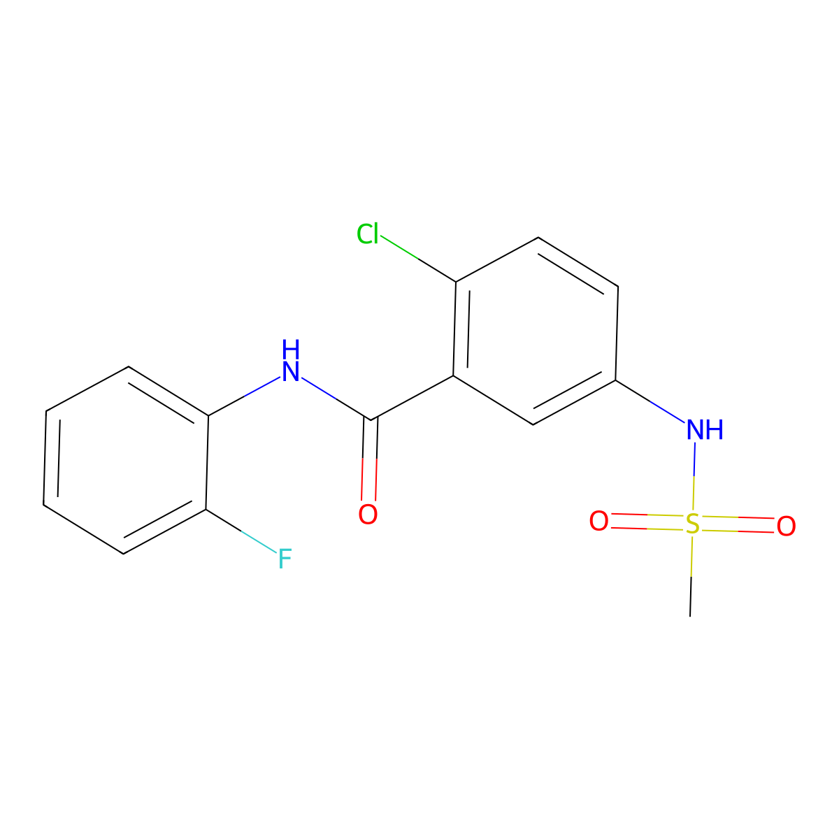 2-chloro-N-(2-fluorophenyl)-5-[(methylsulfonyl)amino]benzamide molecular structure, CAS 1092248-23-1