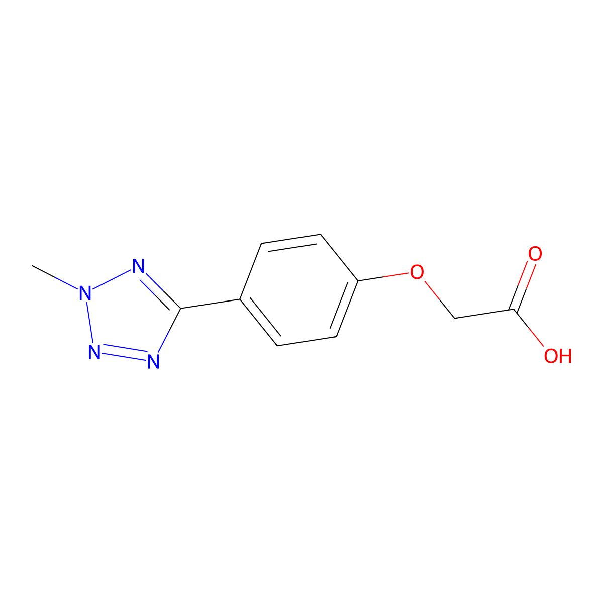 2-(4-(2-methyl-2H-tetrazol-5-yl)phenoxy)acetic acid molecular structure, CAS 1092250-58-2