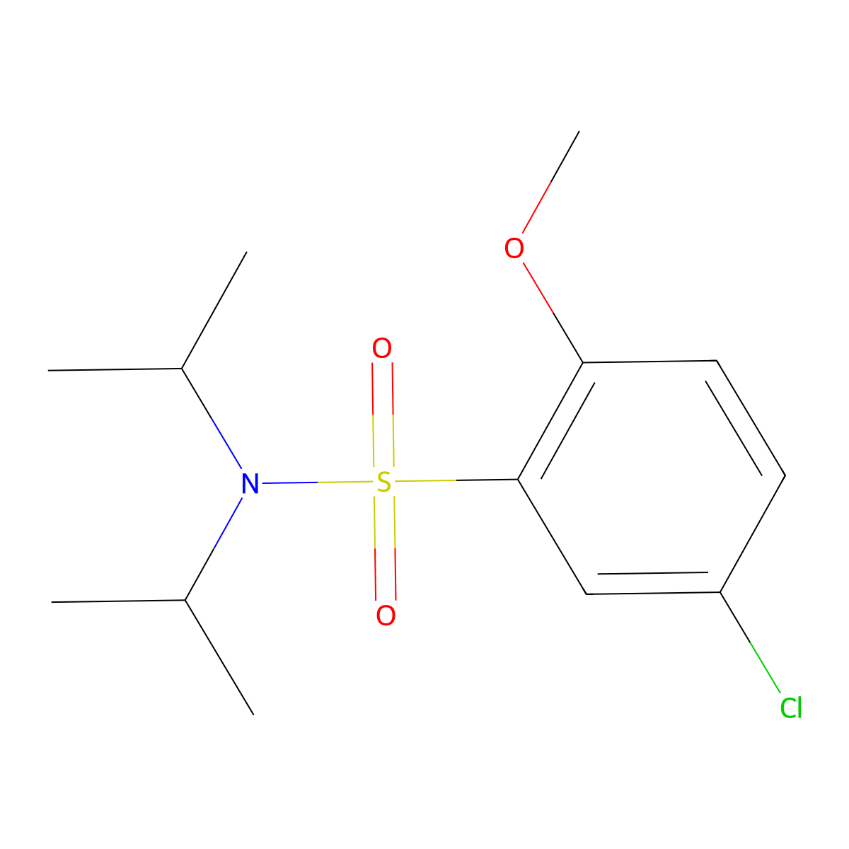 5-chloro-2-methoxy-N,N-bis(propan-2-yl)benzene-1-sulfonamide molecular structure, CAS 1092259-47-6