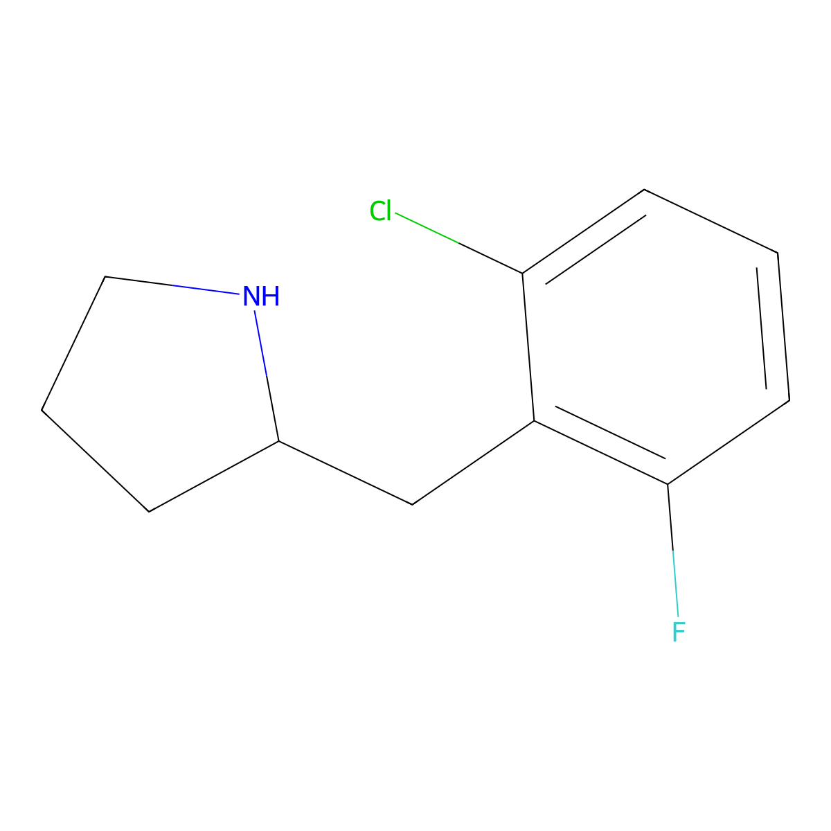 2-[(2-Chloro-6-fluorophenyl)methyl]pyrrolidine molecular structure, CAS 1092277-10-5