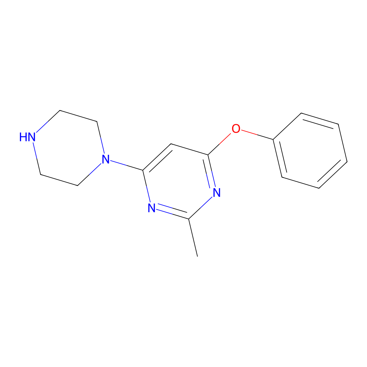 2-Methyl-4-phenoxy-6-piperazin-1-ylpyrimidine molecular structure, CAS 1092277-72-9