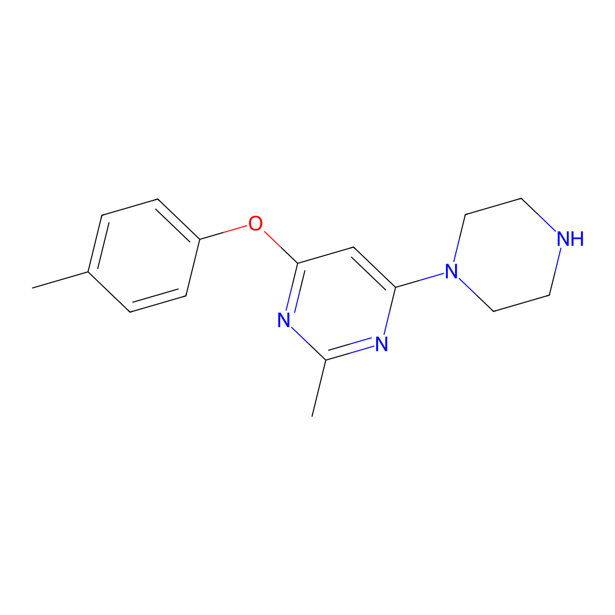 2-Methyl-4-(piperazin-1-yl)-6-(p-tolyloxy)pyrimidine molecular structure, CAS 1092277-76-3