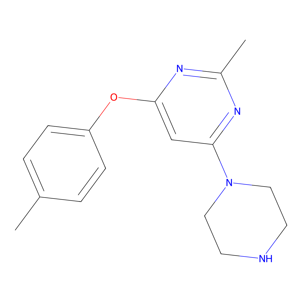 2-Methyl-4-(piperazin-1-yl)-6-(p-tolyloxy)pyrimidine molecular structure, CAS 1092277-76-3