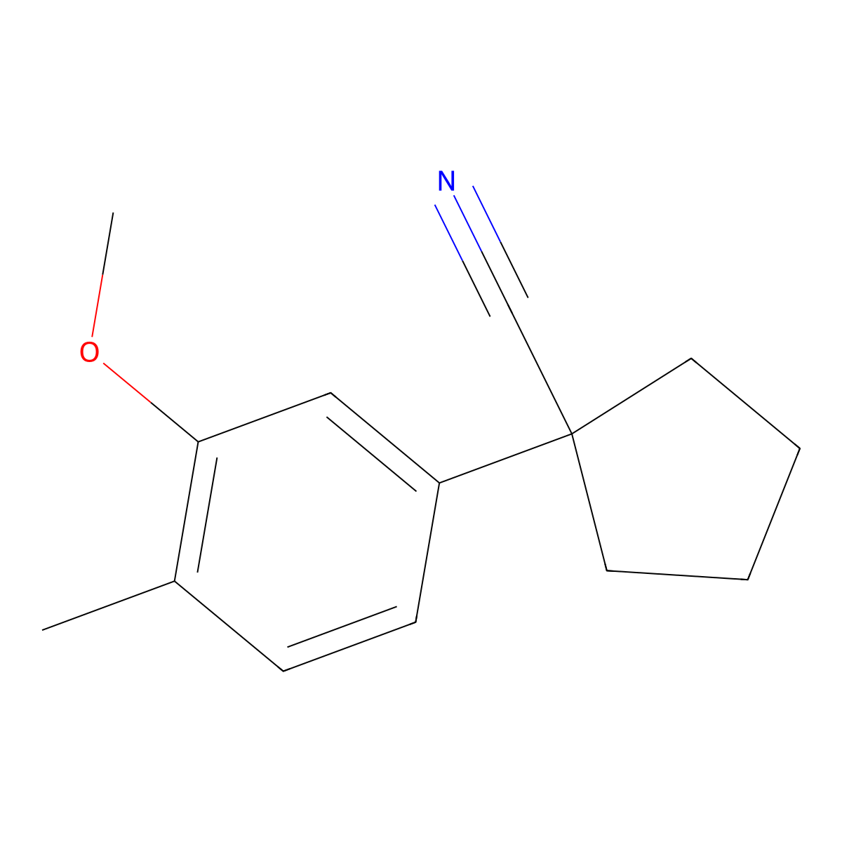 1-(3-Methoxy-4-methylphenyl)cyclopentanecarbonitrile molecular structure, CAS 1092277-77-4