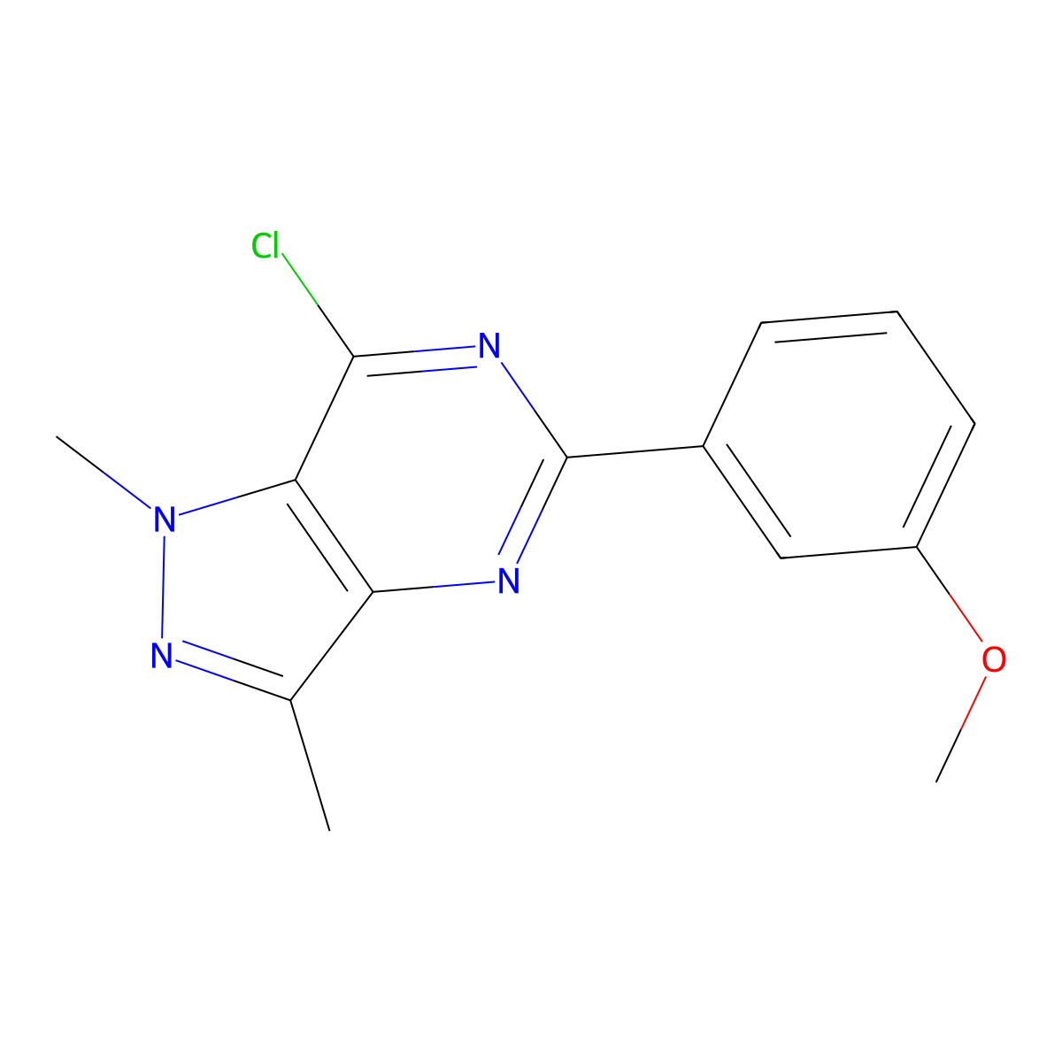 7-chloro-5-(3-methoxyphenyl)-1,3-dimethyl-1H-pyrazolo[4,3-d]pyrimidine molecular structure, CAS 1092278-46-0