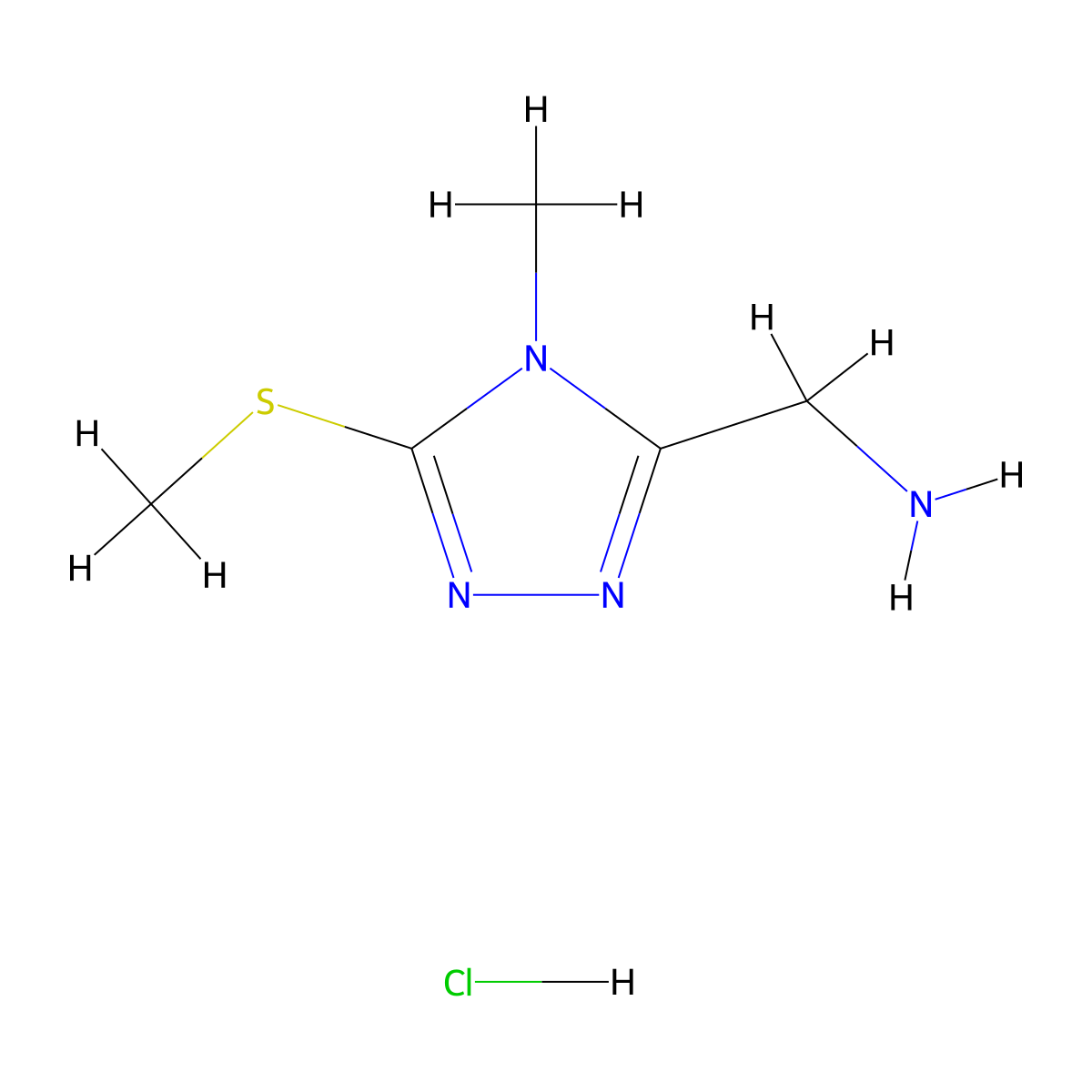 (4-Methyl-5-(methylthio)-4H-1,2,4-triazol-3-YL)methanamine hydrochloride molecular structure, CAS 1092279-01-0