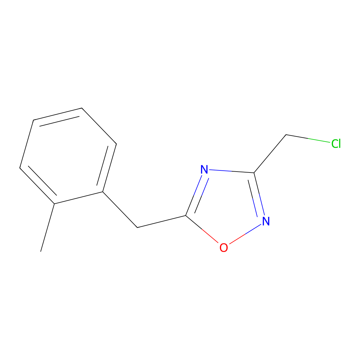 3-(Chloromethyl)-5-[(2-methylphenyl)methyl]-1,2,4-oxadiazole molecular structure, CAS 1092280-36-8