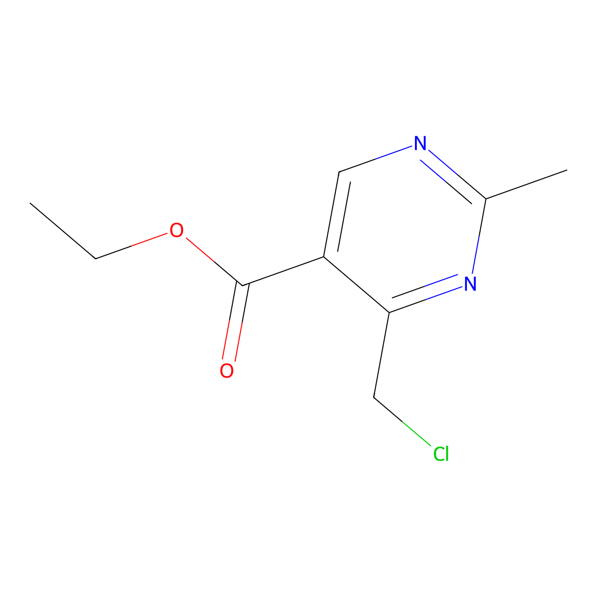 Ethyl 4-(chloromethyl)-2-methylpyrimidine-5-carboxylate molecular structure, CAS 1092281-14-5