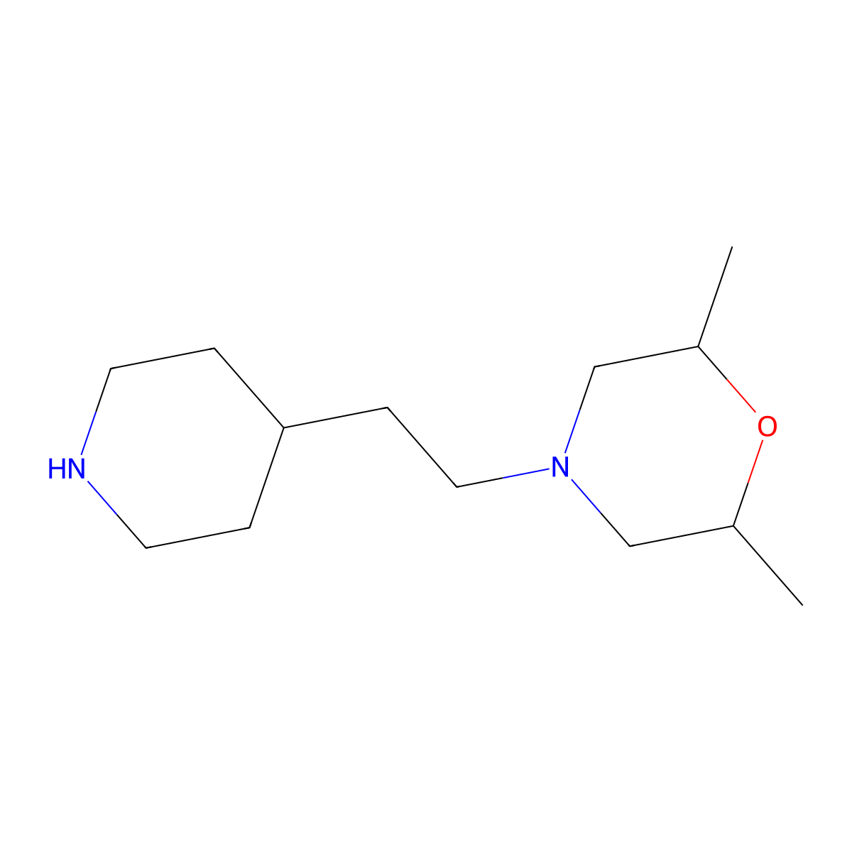 2,6-Dimethyl-4-[2-(piperidin-4-yl)ethyl]morpholine molecular structure, CAS 1092282-06-8