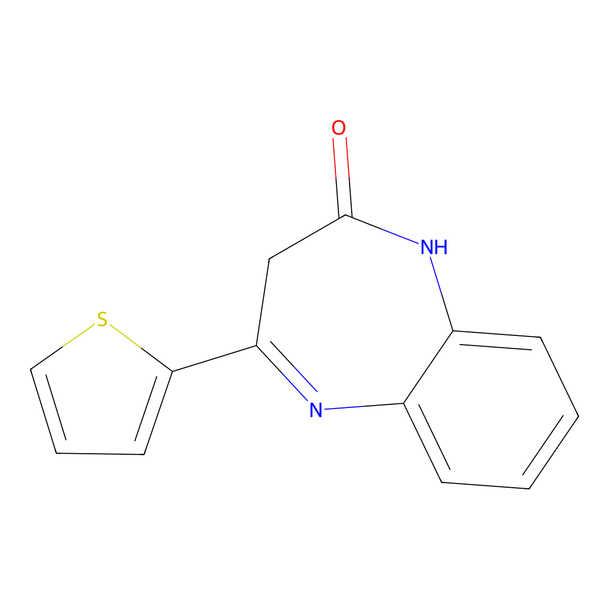 4-(thiophen-2-yl)-1H-benzo[b][1,4]diazepin-2(3H)-one molecular structure, CAS 1092284-71-3
