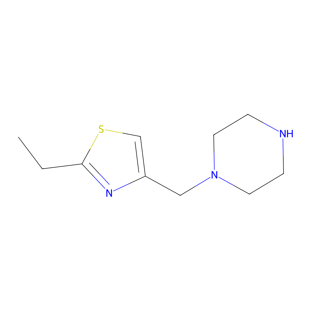 1-[(2-Ethyl-1,3-thiazol-4-yl)methyl]piperazine molecular structure, CAS 1092285-70-5