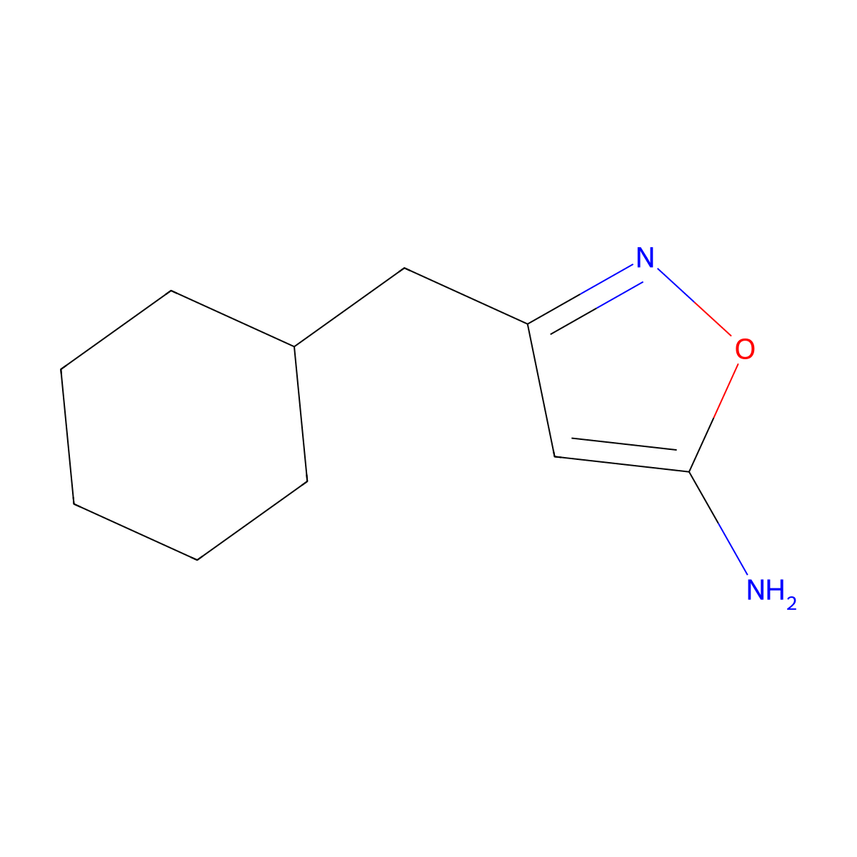 3-(Cyclohexylmethyl)-1,2-oxazol-5-amine molecular structure, CAS 1092285-76-1