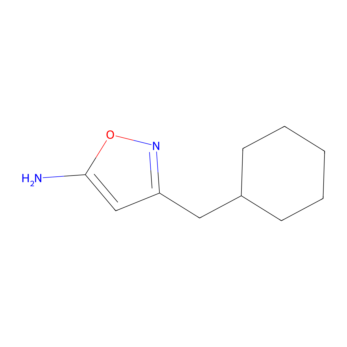 3-(Cyclohexylmethyl)-1,2-oxazol-5-amine molecular structure, CAS 1092285-76-1