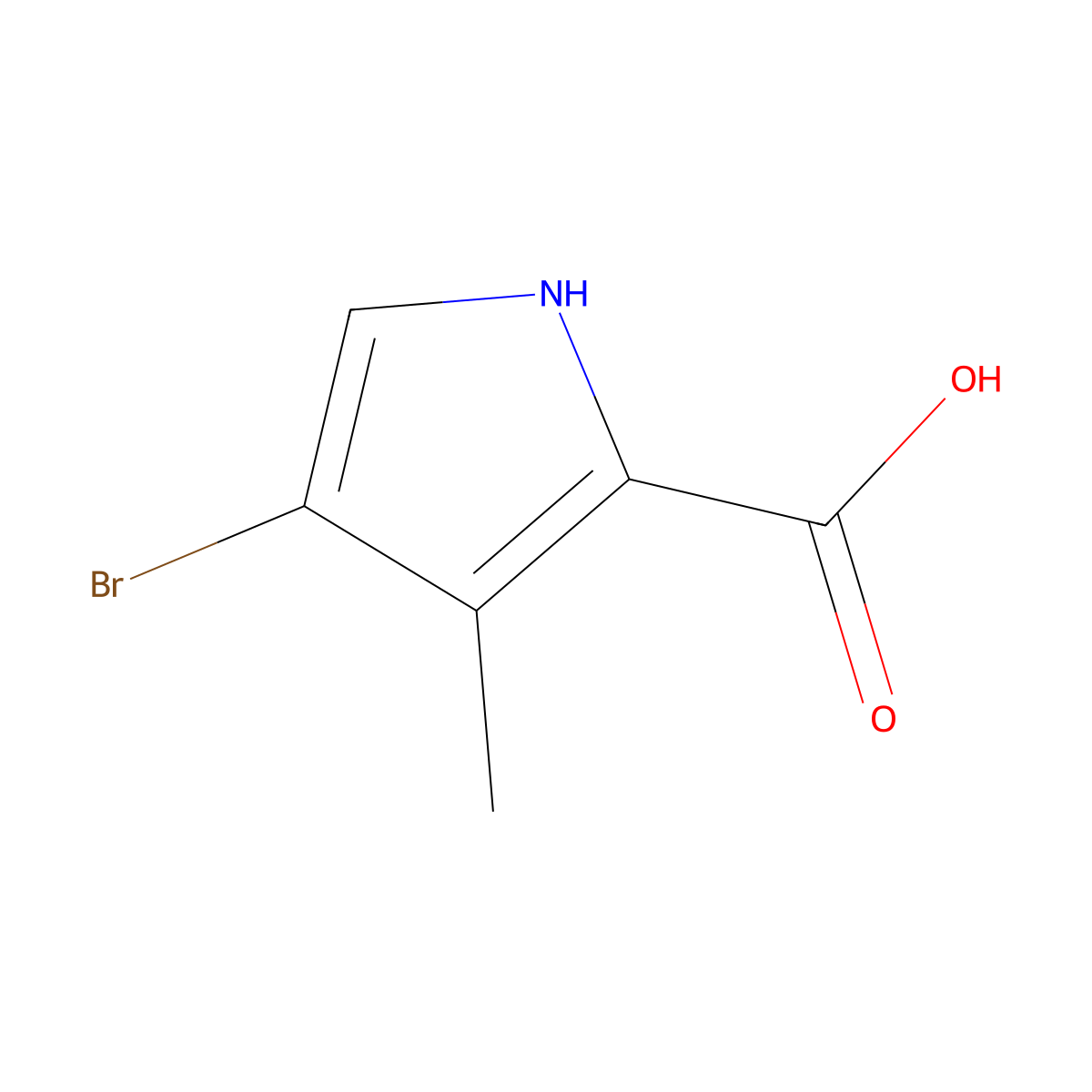 4-Bromo-3-methyl-1H-pyrrole-2-carboxylic acid molecular structure, CAS 1092286-06-0
