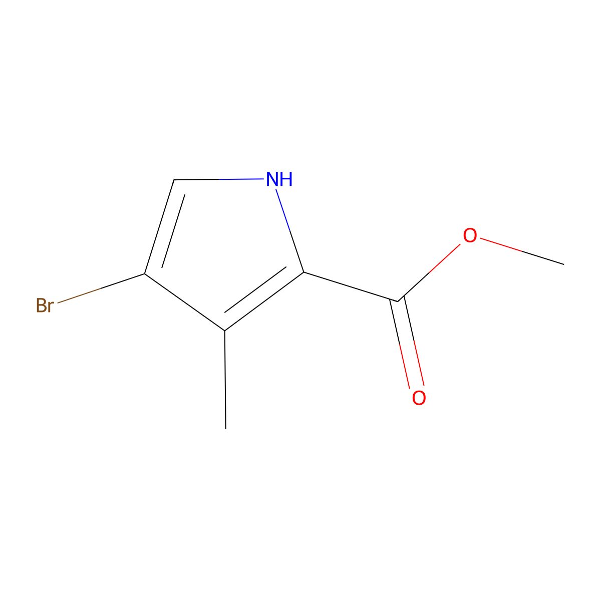 methyl 4-bromo-3-methyl-1H-pyrrole-2-carboxylate molecular structure, CAS 1092286-09-3
