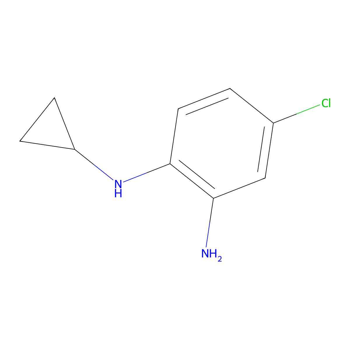 4-chloro-1-N-cyclopropylbenzene-1,2-diamine molecular structure, CAS 1092286-35-5
