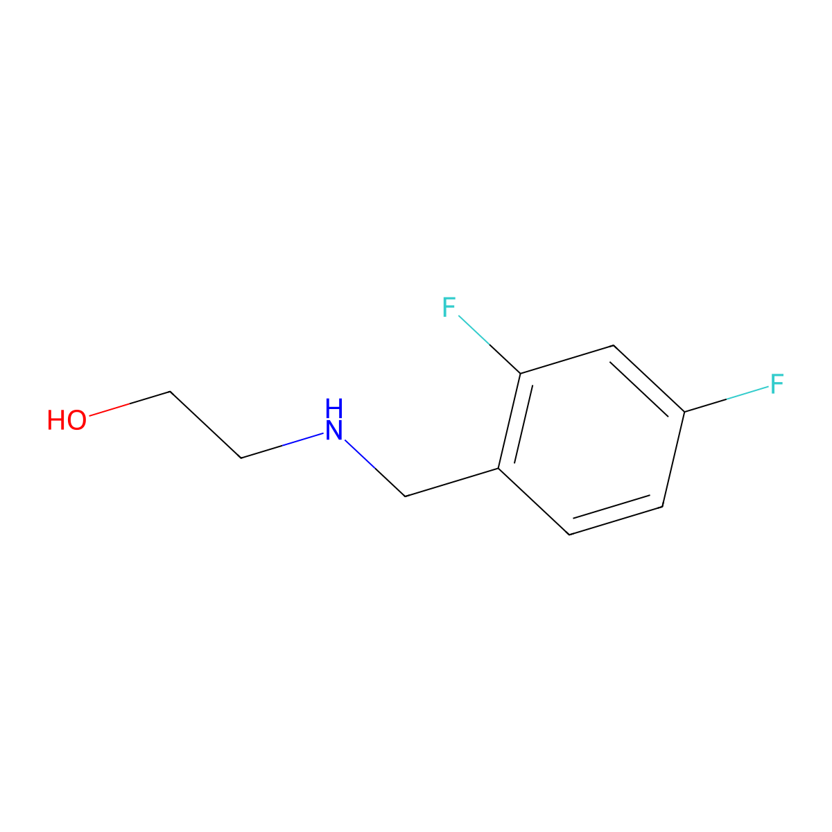 2-{[(2,4-Difluorophenyl)methyl]amino}ethan-1-ol molecular structure, CAS 1092287-13-2