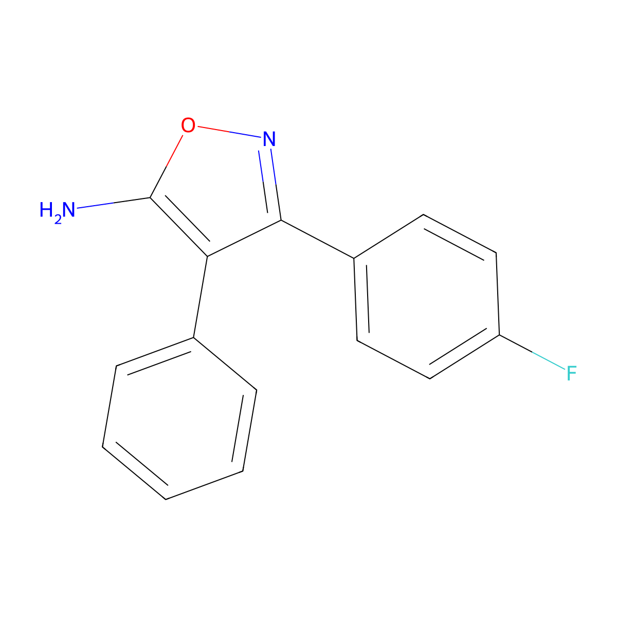 3-(4-Fluorophenyl)-4-phenyl-1,2-oxazol-5-amine molecular structure, CAS 1092288-09-9