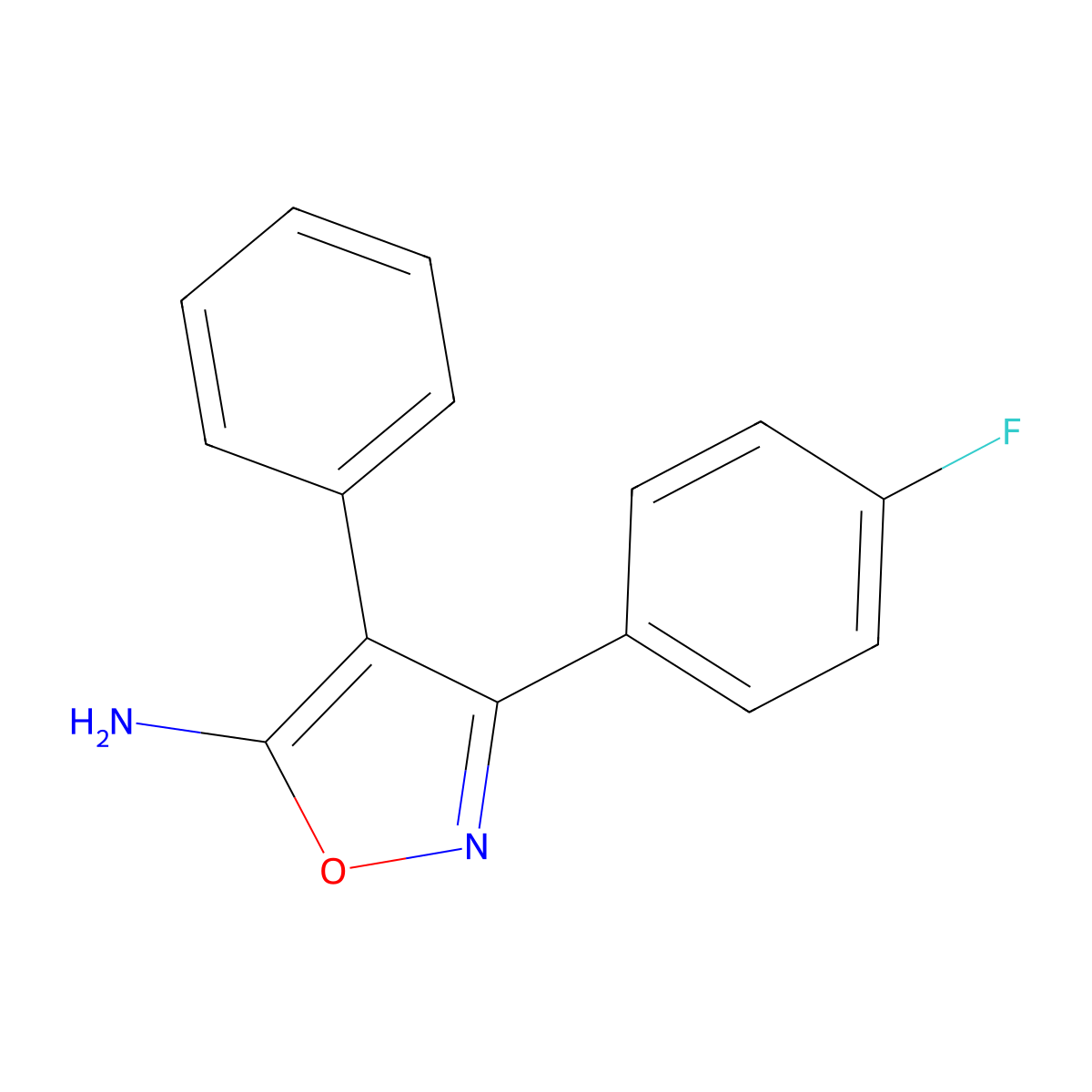 3-(4-Fluorophenyl)-4-phenyl-1,2-oxazol-5-amine molecular structure, CAS 1092288-09-9
