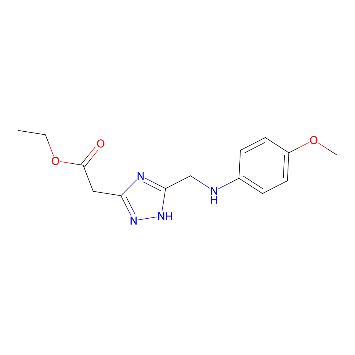 ethyl (5-{[(4-methoxyphenyl)amino]methyl}-4H-1,2,4-triazol-3-yl)acetate molecular structure, CAS 1092289-68-3