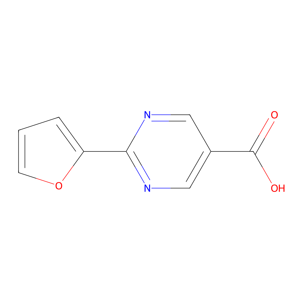 2-(Furan-2-YL)pyrimidine-5-carboxylic acid molecular structure, CAS 1092291-13-8