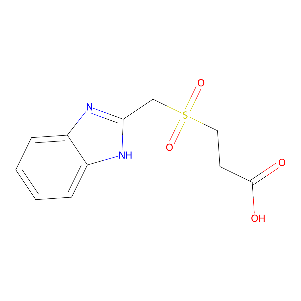 3-[(1H-benzimidazol-2-ylmethyl)sulfonyl]propanoic acid molecular structure, CAS 1092291-31-0