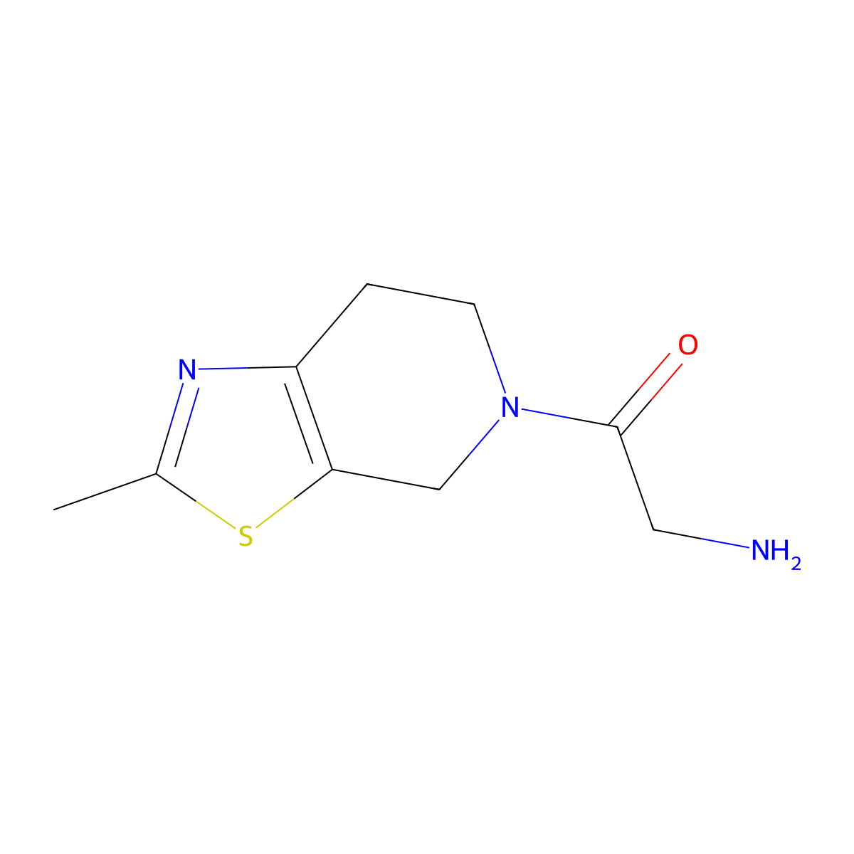 2-Amino-1-{2-methyl-4H,5H,6H,7H-[1,3]thiazolo[5,4-c]pyridin-5-yl}ethan-1-one molecular structure, CAS 1092291-35-4