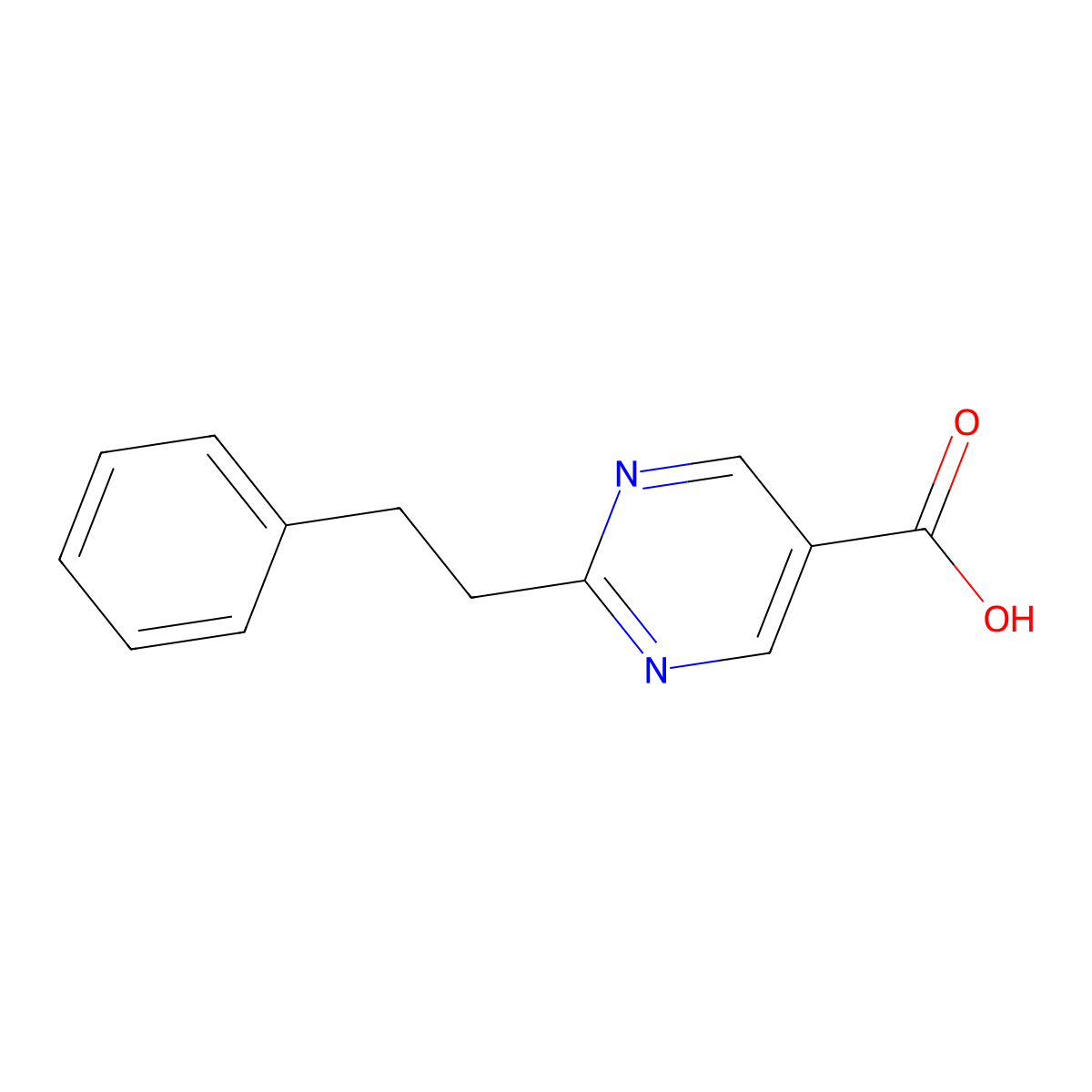 2-(2-Phenylethyl)pyrimidine-5-carboxylic acid molecular structure, CAS 1092291-49-0