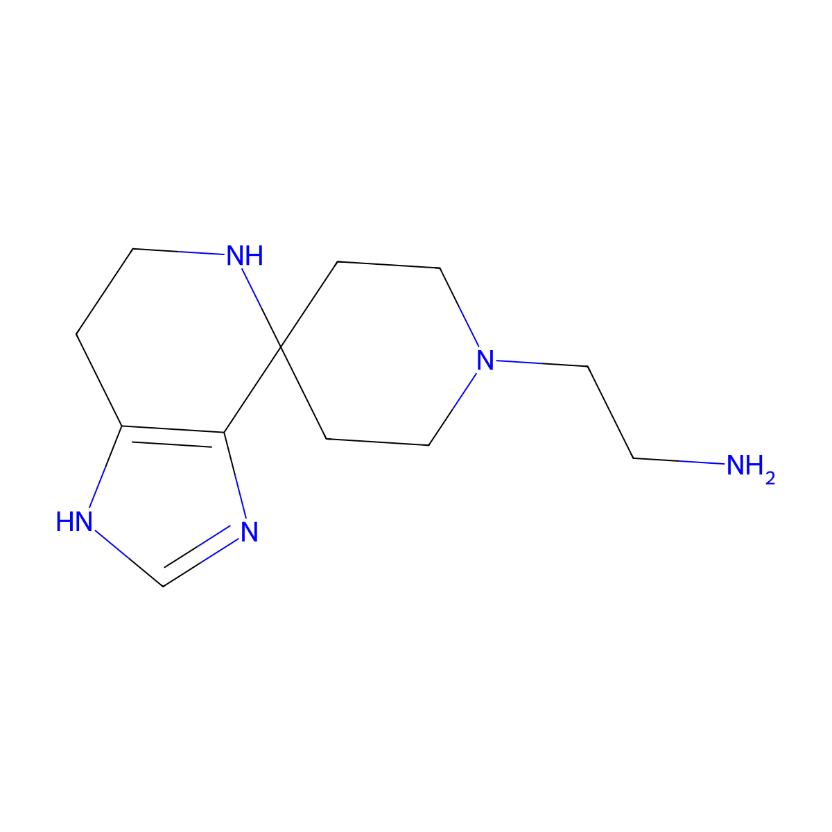 2-{3,5,6,7-Tetrahydrospiro[imidazo[4,5-c]pyridine-4,4'-piperidine]-1'-yl}ethan-1-amine molecular structure, CAS 1092292-62-0