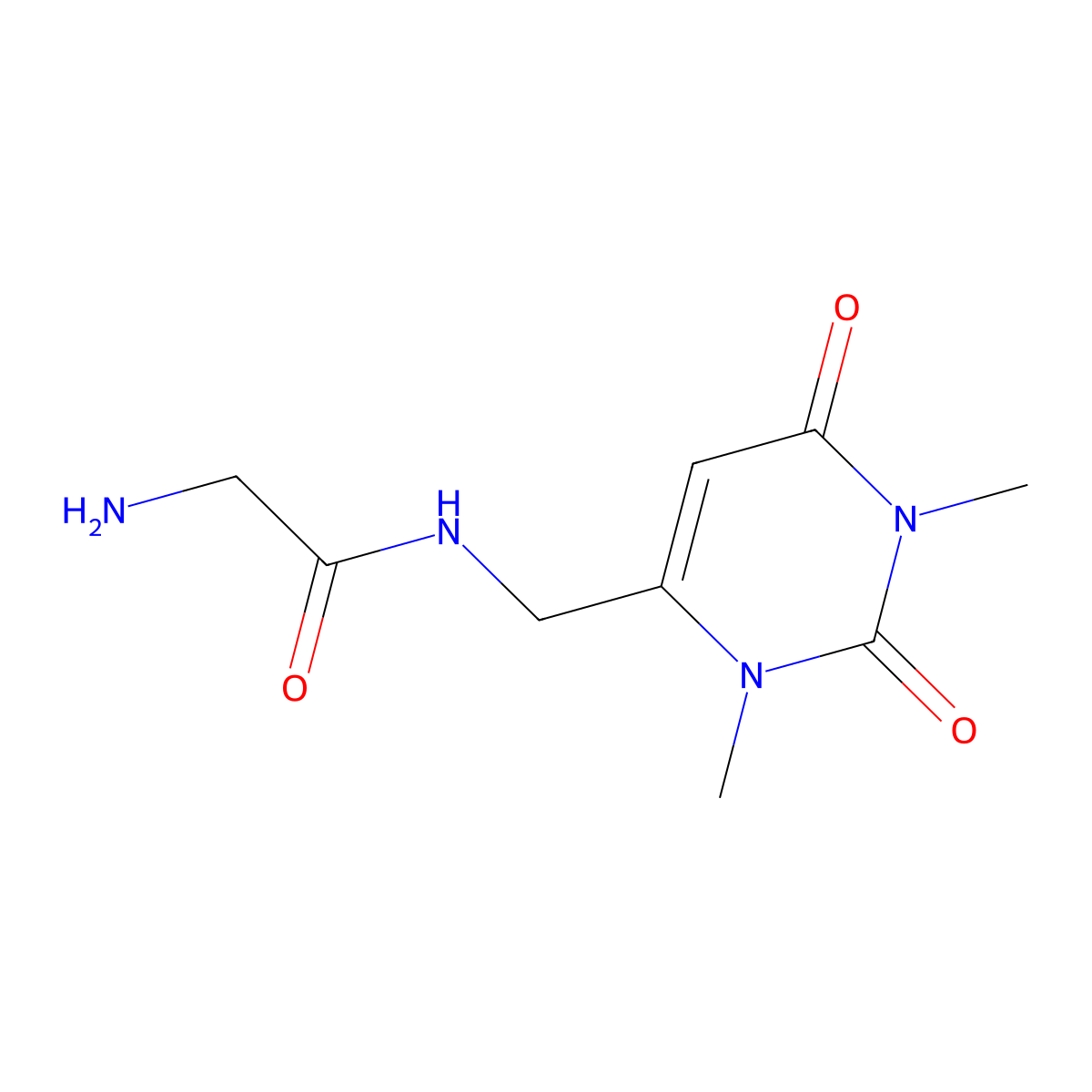 2-Amino-N-[(1,3-dimethyl-2,6-dioxo-1,2,3,6-tetrahydropyrimidin-4-yl)methyl]acetamide molecular structure, CAS 1092292-63-1
