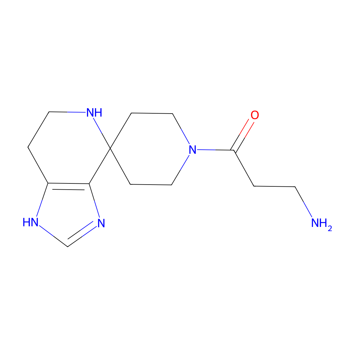 3-Amino-1-{3,5,6,7-tetrahydrospiro[imidazo[4,5-c]pyridine-4,4'-piperidine]-1'-yl}propan-1-one molecular structure, CAS 1092292-66-4