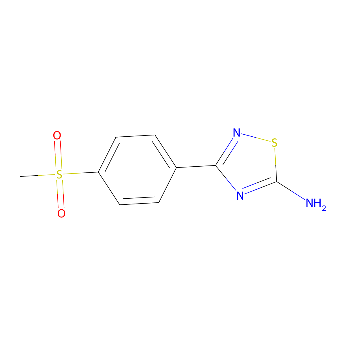 3-(4-(Methylsulfonyl)phenyl)-1,2,4-thiadiazol-5-amine molecular structure, CAS 1092294-18-2