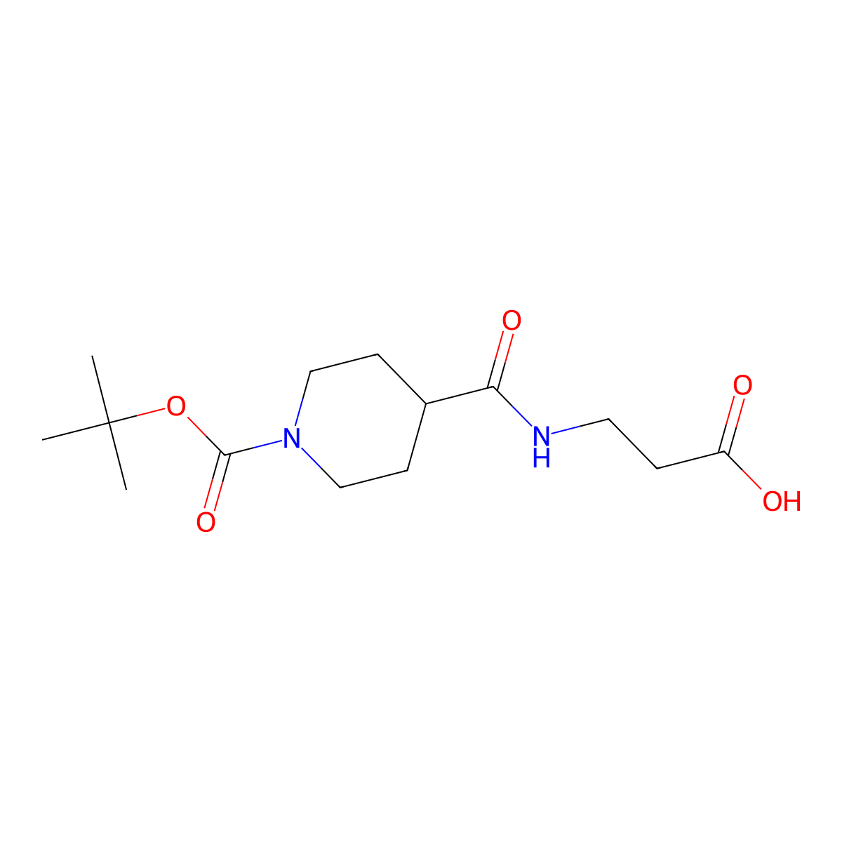 N-{[1-(tert-butoxycarbonyl)piperidin-4-yl]carbonyl}-beta-alanine molecular structure, CAS 1092294-39-7