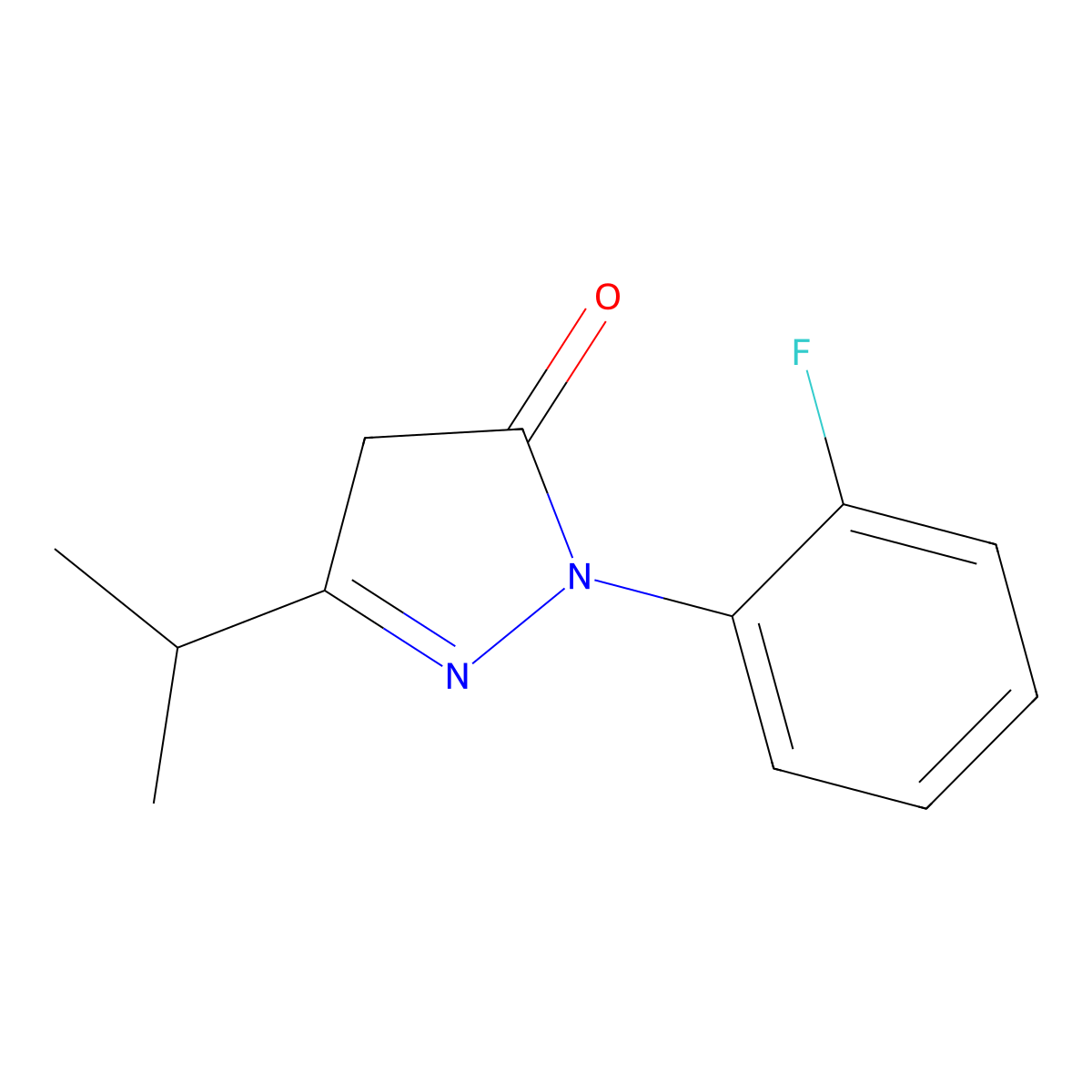 1-(2-Fluorophenyl)-3-(propan-2-yl)-4,5-dihydro-1H-pyrazol-5-one molecular structure, CAS 1092295-70-9