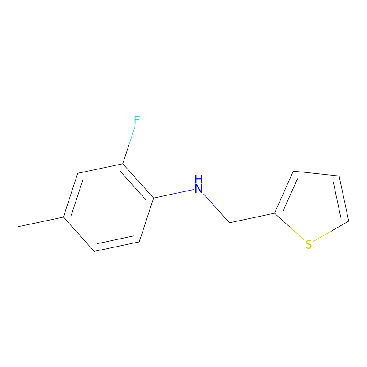 2-fluoro-4-methyl-N-(thiophen-2-ylmethyl)aniline molecular structure, CAS 1092296-52-0