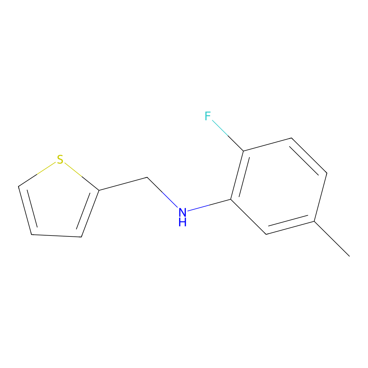 2-fluoro-5-methyl-N-(thiophen-2-ylmethyl)aniline molecular structure, CAS 1092296-56-4