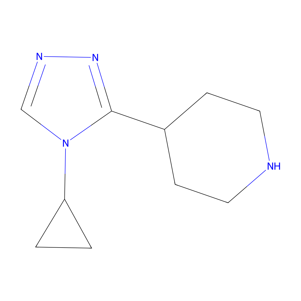 4-(4-cyclopropyl-4H-1,2,4-triazol-3-yl)piperidine molecular structure, CAS 1092297-47-6