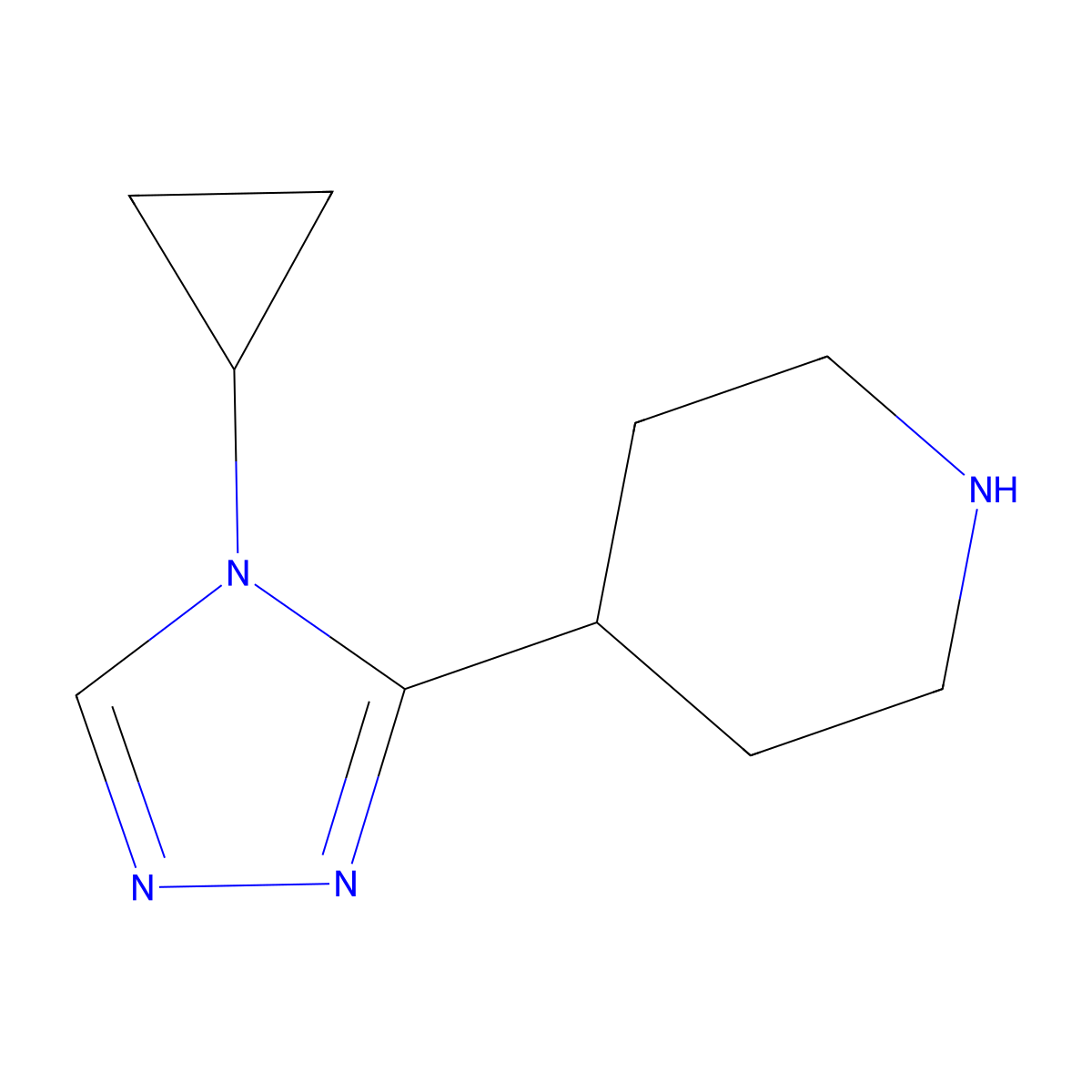 4-(4-cyclopropyl-4H-1,2,4-triazol-3-yl)piperidine molecular structure, CAS 1092297-47-6