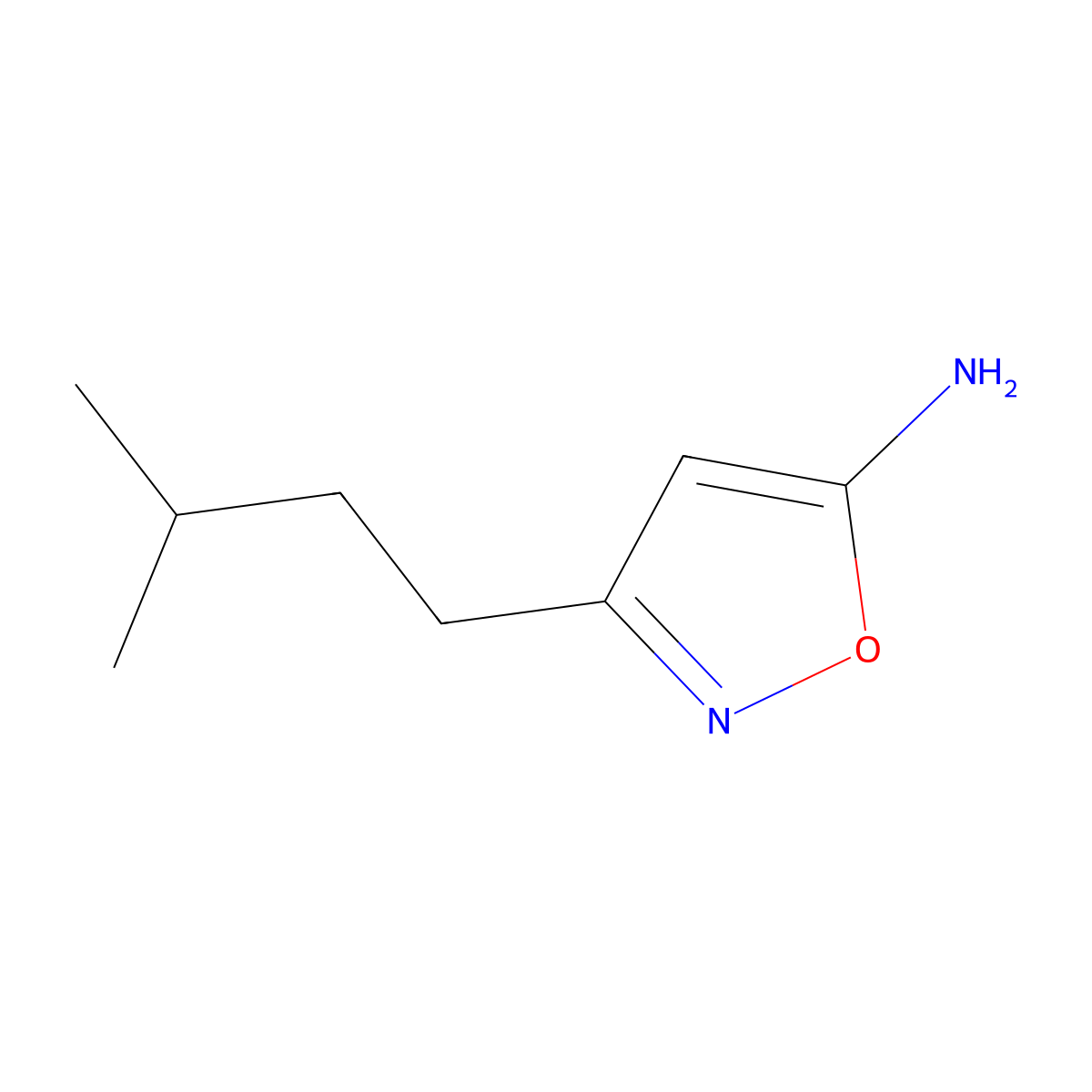 3-(3-Methylbutyl)-1,2-oxazol-5-amine molecular structure, CAS 1092298-86-6