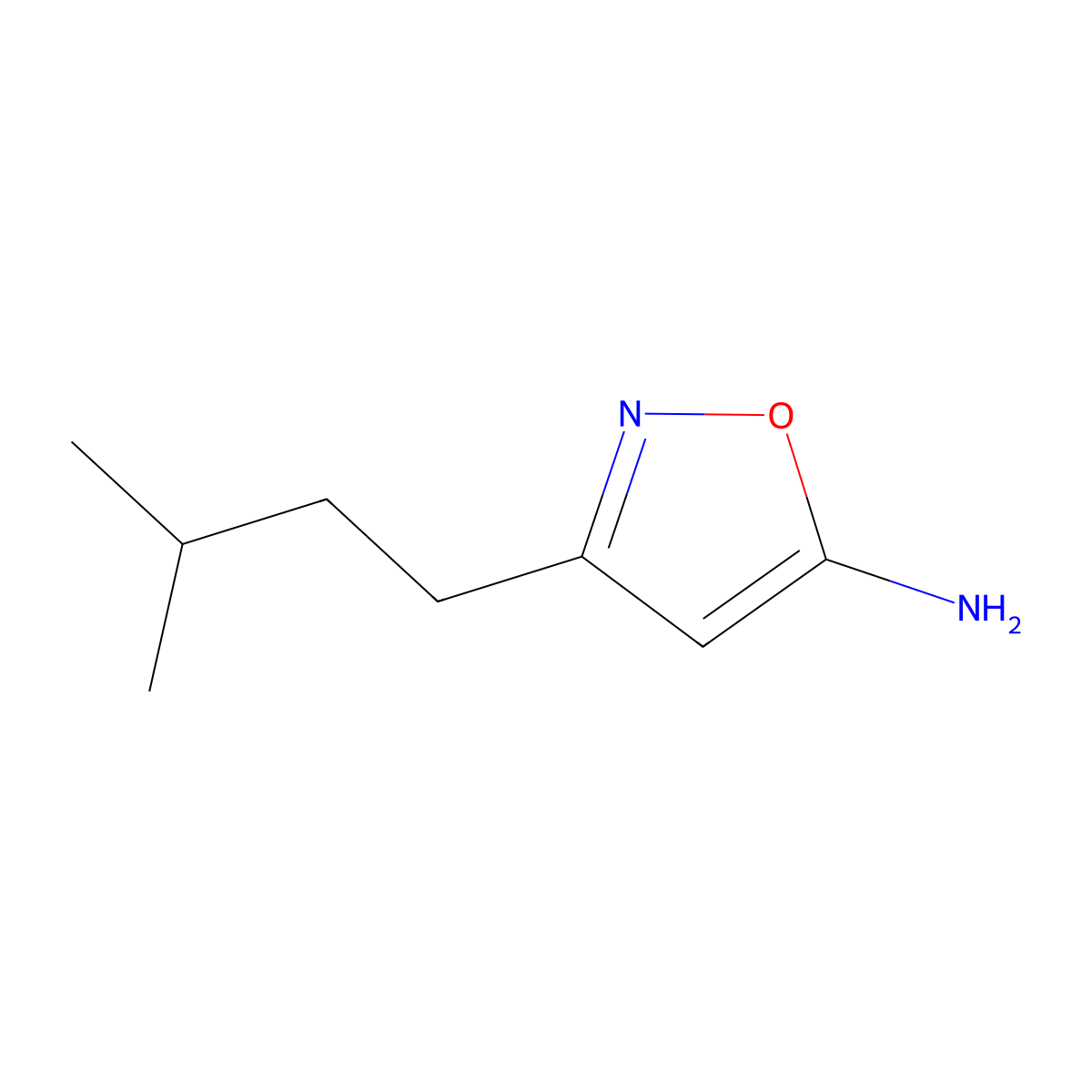3-(3-Methylbutyl)-1,2-oxazol-5-amine molecular structure, CAS 1092298-86-6