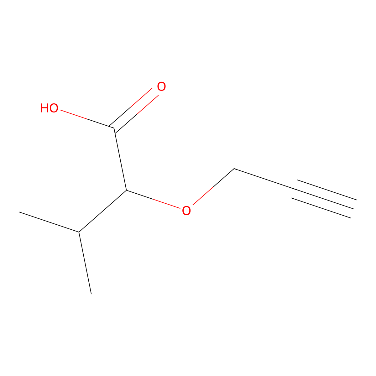 3-Methyl-2-(prop-2-ynyloxy)butanoic acid molecular structure, CAS 1092298-98-0