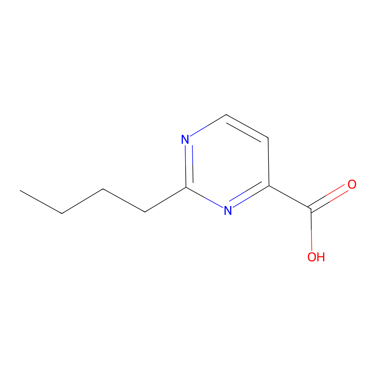 2-Butylpyrimidine-4-carboxylic acid molecular structure, CAS 1092299-61-0
