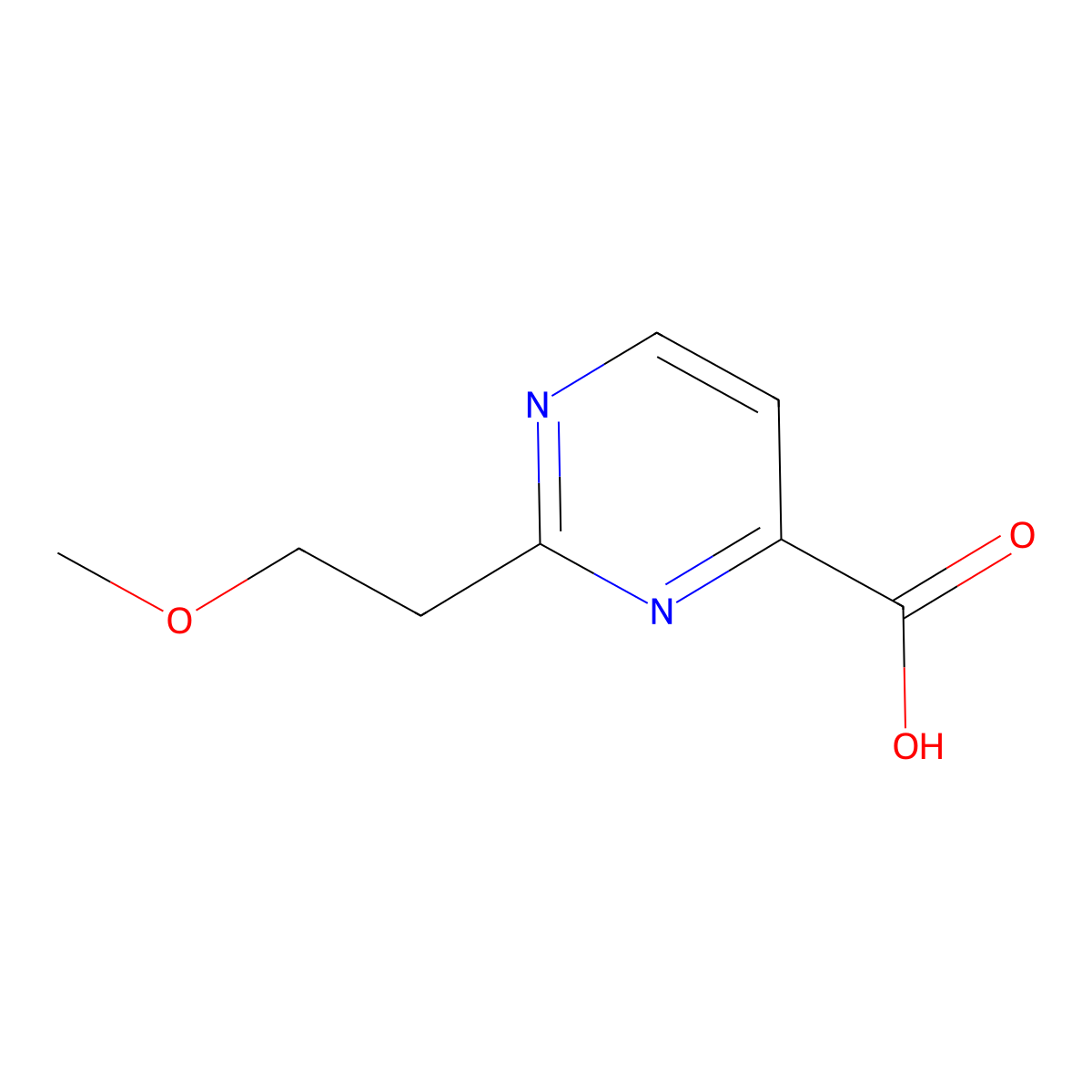 2-(2-Methoxyethyl)pyrimidine-4-carboxylic acid molecular structure, CAS 1092299-86-9
