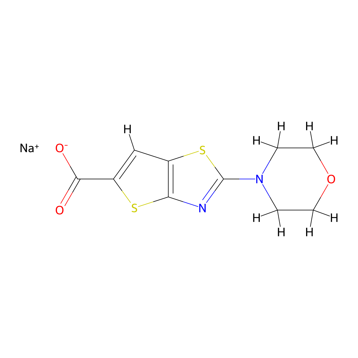 Sodium 2-morpholinothieno[2,3-d]thiazole-5-carboxylate molecular structure, CAS 1092301-37-5