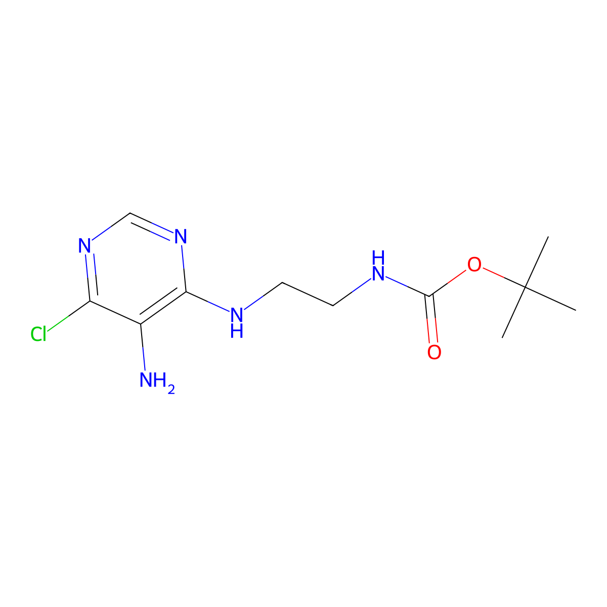 tert-butyl N-[2-[(5-amino-6-chloropyrimidin-4-yl)amino]ethyl]carbamate molecular structure, CAS 1092301-54-6