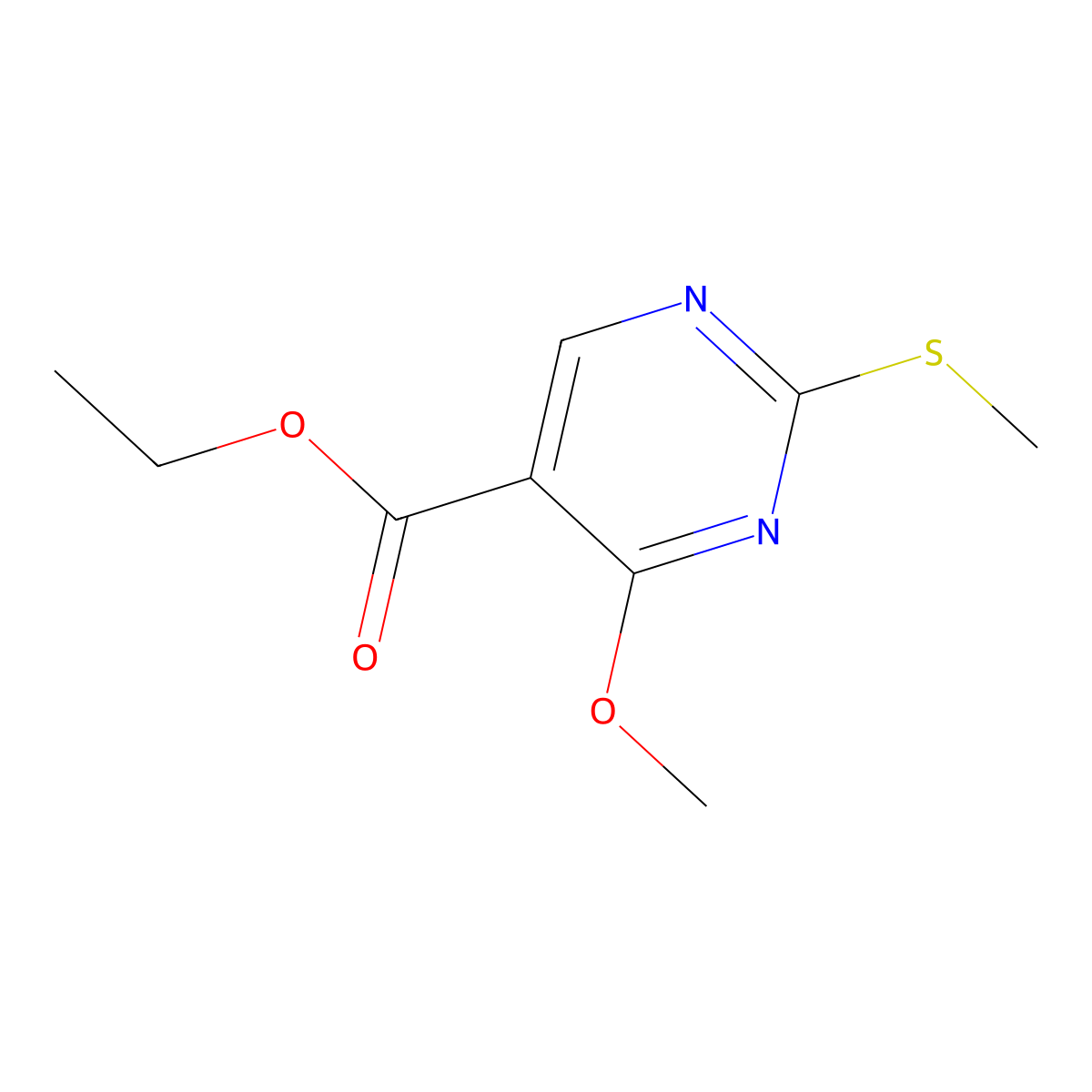 Ethyl 4-methoxy-2-(methylthio)-pyrimidine-5-carboxylate molecular structure, CAS 1092301-59-1
