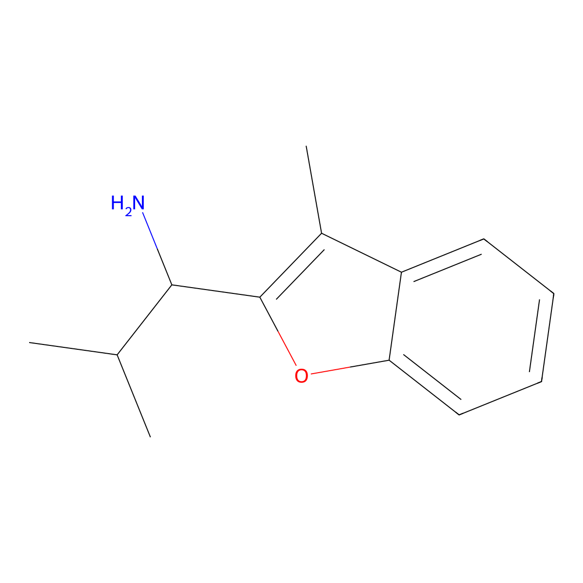 2-Methyl-1-(3-methyl-1-benzofuran-2-yl)propan-1-amine molecular structure, CAS 1092304-31-8