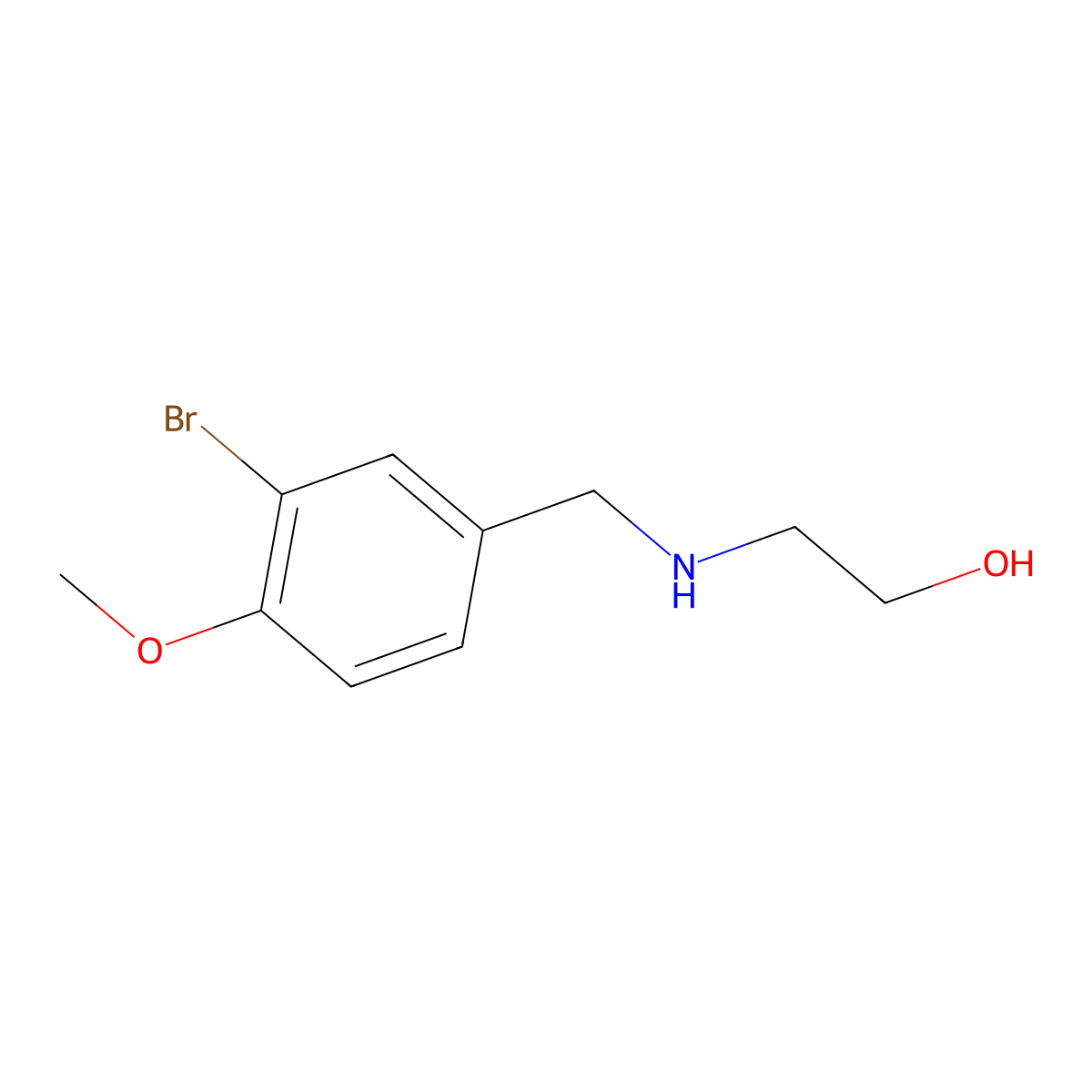 2-{[(3-Bromo-4-methoxyphenyl)methyl]amino}ethan-1-ol molecular structure, CAS 1092304-71-6