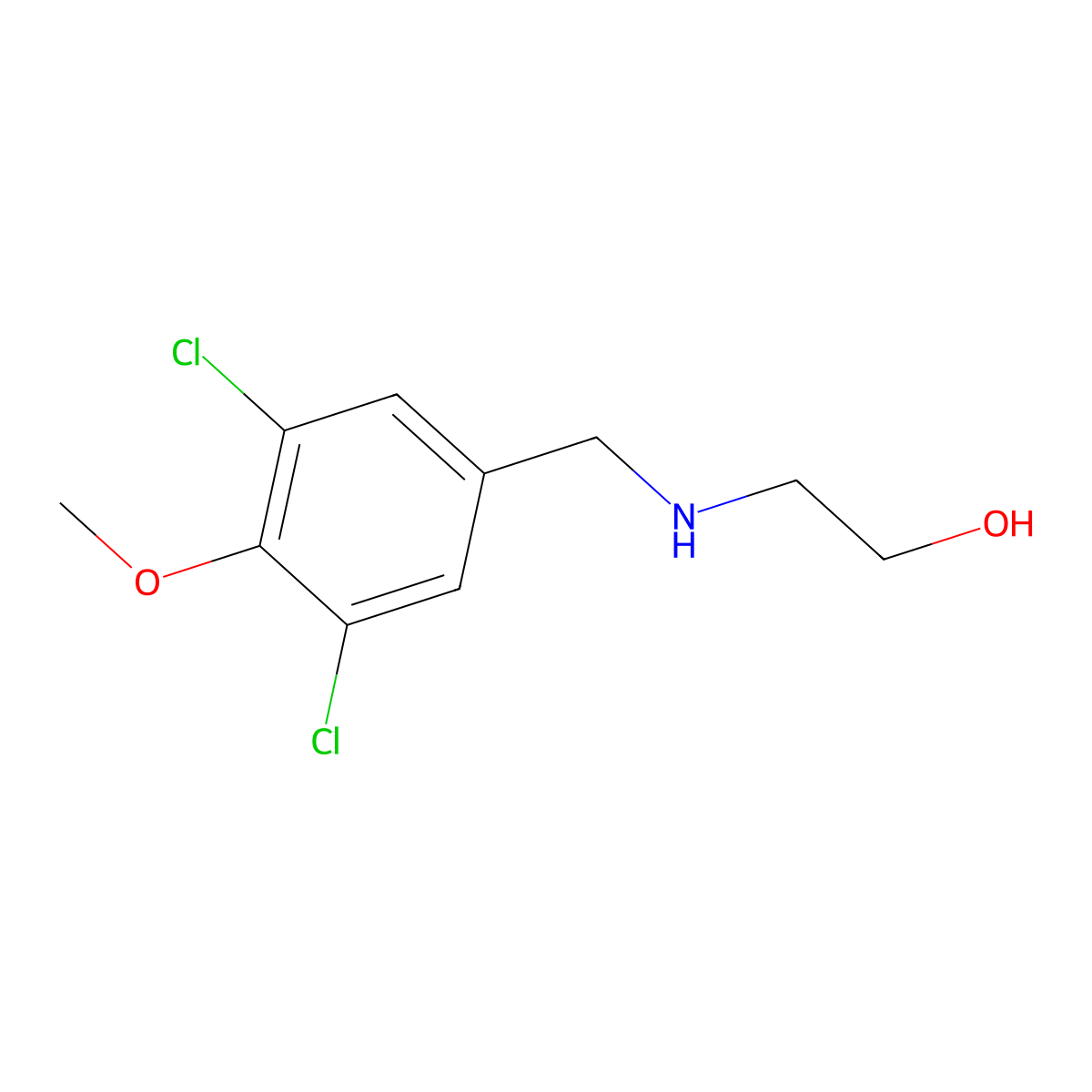 2-[[(3,5-Dichloro-4-methoxyphenyl)methyl]amino]ethanol molecular structure, CAS 1092304-91-0